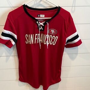 NFL Red and Black Women's Lace-Up Top